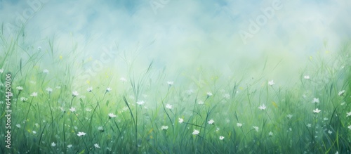 Springtime Margarit on grass isolated pastel background Copy space photo