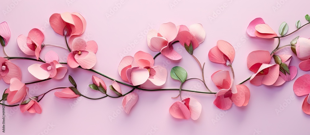 Sweetpea against a isolated pastel background Copy space