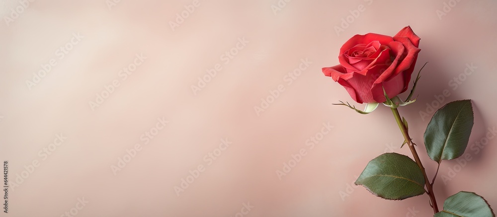 Red rose against isolated pastel background Copy space Red rose against isolated pastel background Copy space