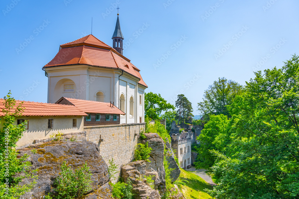 Old medieval castle Valdstejn with The Chapel of the Saint John of Nepomuk in the heart of Bohemian Paradise, Czech Republic Old medieval castle Valdstejn with The Chapel of the Saint John of Nepomuk in the heart of Bohemian Paradise, Czech Republic