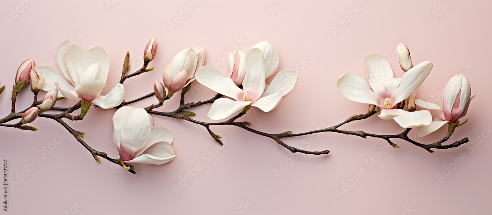 Magnolia in spring on a isolated pastel background Copy space Magnolia in spring on a isolated pastel background Copy space