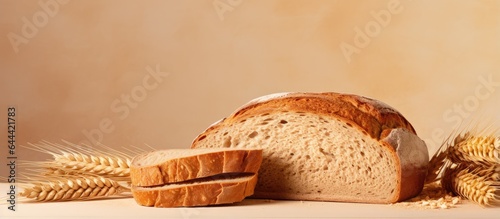 Whole wheat bread on a isolated pastel background Copy space photo