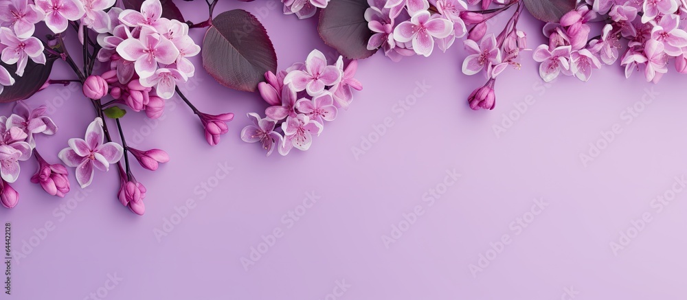 Stunning violet blooms isolated pastel background Copy space Stunning violet blooms isolated pastel background Copy space
