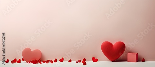 Red letters of love on a isolated pastel background Copy space to the left