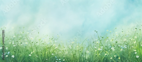 Springtime Margarit on grass isolated pastel background Copy space