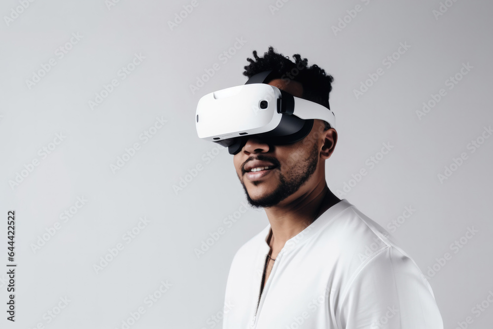Man in virtual glasses on a plain background Man in virtual glasses on a plain background