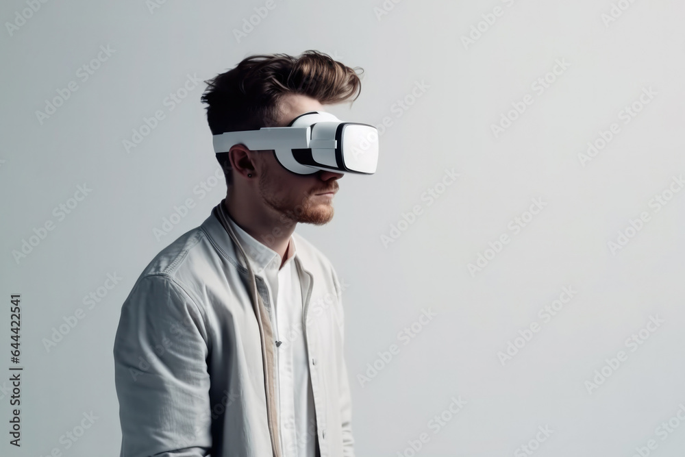 Man in virtual glasses on a plain background Man in virtual glasses on a plain background