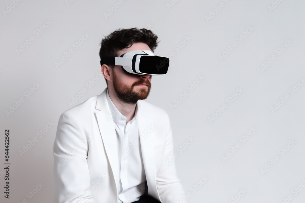 Man in virtual glasses on a plain background Man in virtual glasses on a plain background