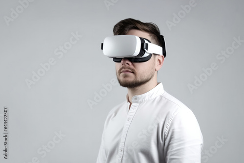 Man in virtual glasses on a plain background © Irina B