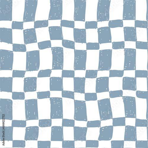 Seamless Repeat Vector Irregular Hand Drawn Doodle Checkerboard Check Grid Pattern Geometric
