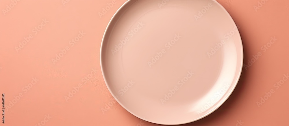 White dish against isolated pastel background Copy space White dish against isolated pastel background Copy space