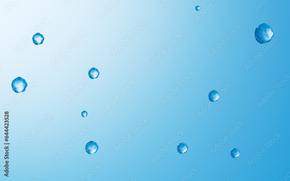 Floating cells in the blue background, 3d rendering.