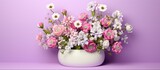 Pot for flowers isolated pastel background Copy space