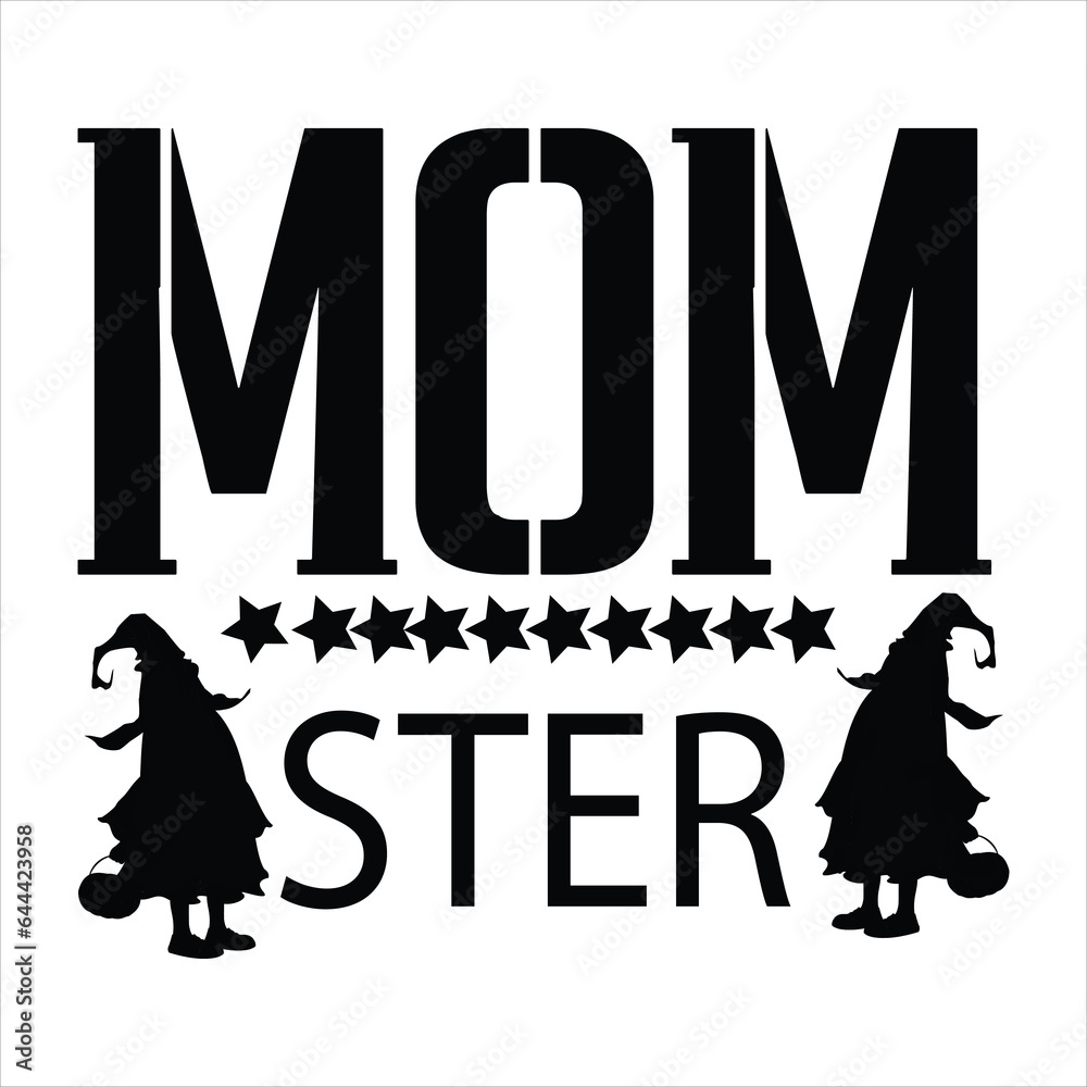 Mom ster halloween t shirt design Vector. typography and lettering art.