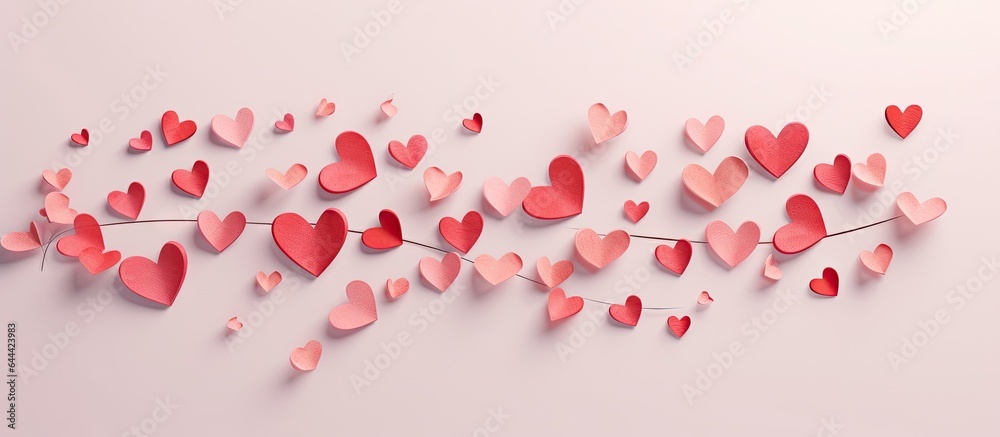 Red letters of love on a isolated pastel background Copy space to the left