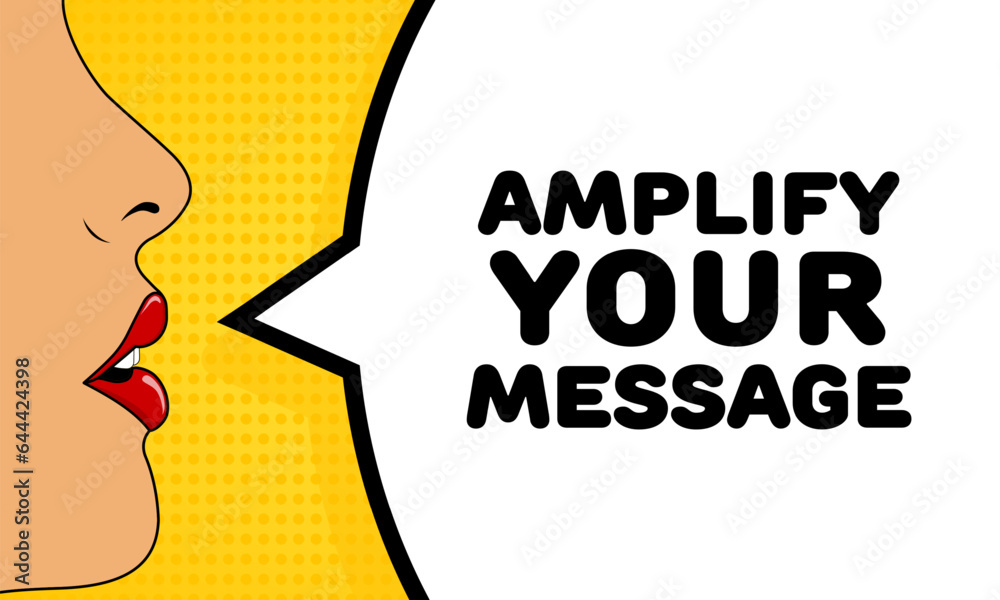 Amplify your message icon. Flat, color, talking lips, amplify message, female lips, amplify your message. Vector icon