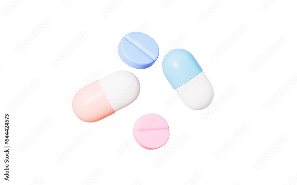 Cartoon capsules and drugs, 3d rendering. Cartoon capsules and drugs, 3d rendering.