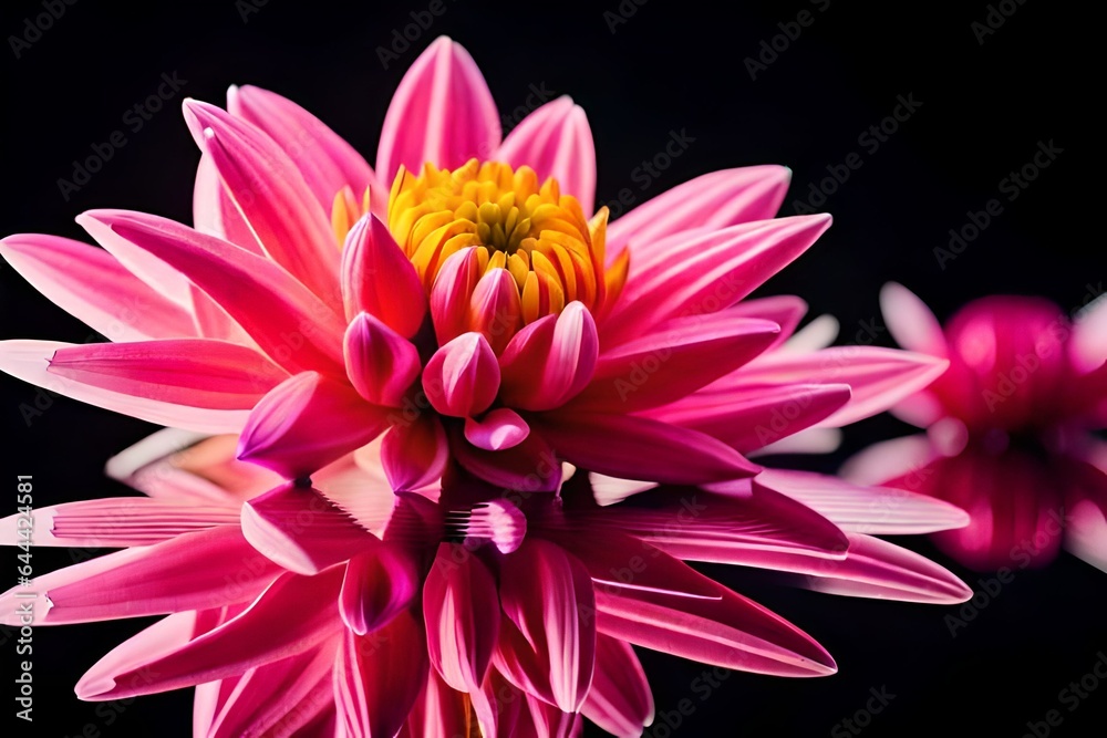 Fototapeta premium Dahlia Flower beautiful nature close-up concept ideas on black background.