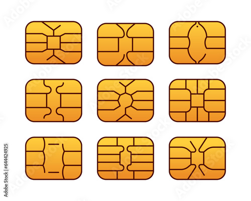 EMV chip gold vector isolated on white background.