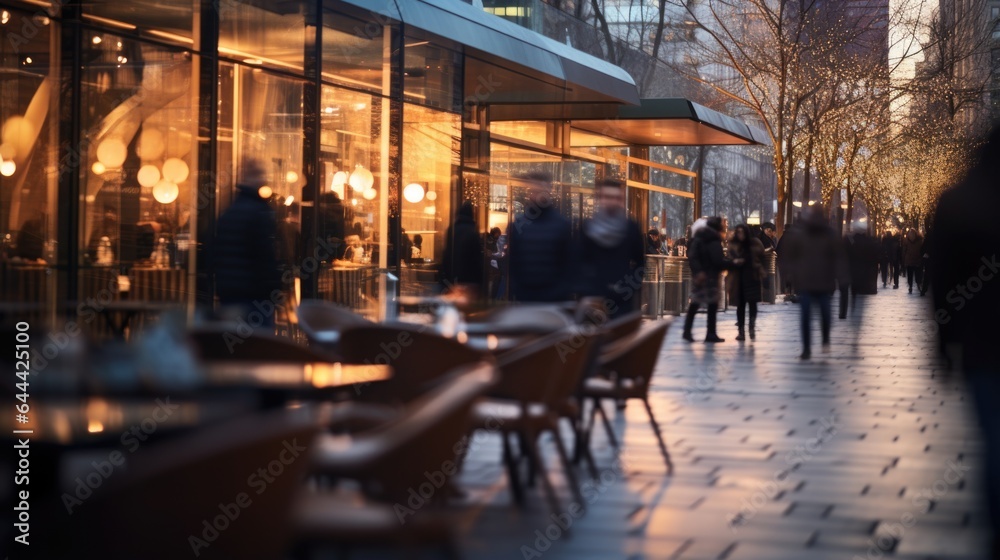 soft of blurred , restaurant at urban city background. 