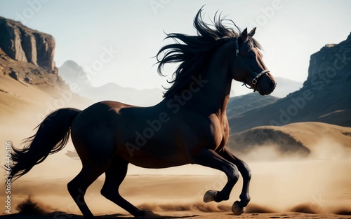 Majestic mustang horse in the dust ai generated