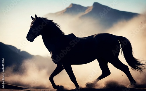 Majestic mustang horse in the dust ai generated © slumart