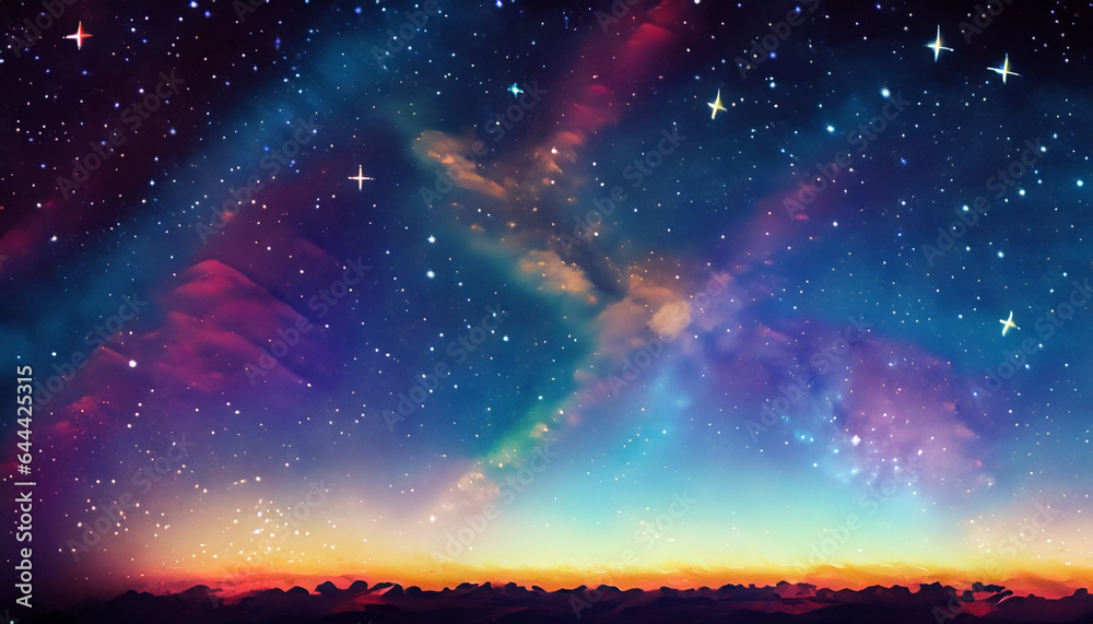 Obraz premium lights at night, colorful star in the sky 