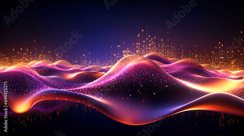 Abstract digital waves representing market flow
