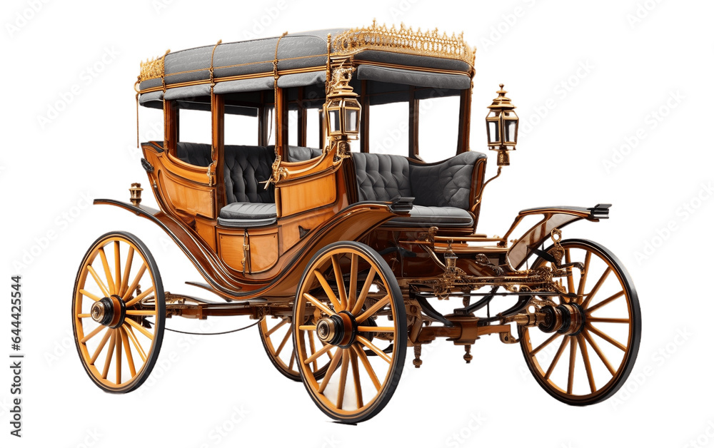 Horse Drawn Carriage Isolated on Transparent PNG Background, rendering. Generative AI