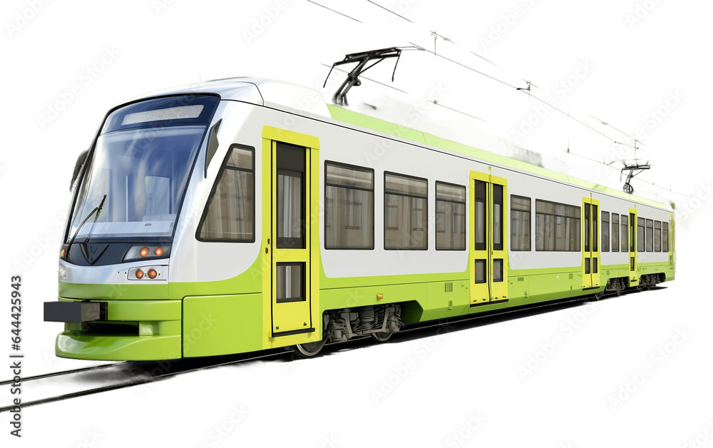 Green Train for Transport Isolated on Transparent PNG Background, rendering. Generative AI