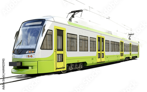 Green Train for Transport Isolated on Transparent PNG Background, rendering. Generative AI
