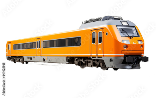 Orange Train Isolated on Transparent PNG Background, rendering. Generative AI