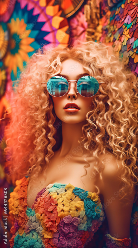 flower power woman with sunglasses