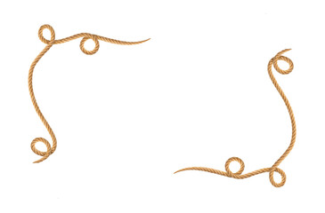 Brown rope in frame shape on white background