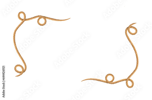 Brown rope in frame shape on white background