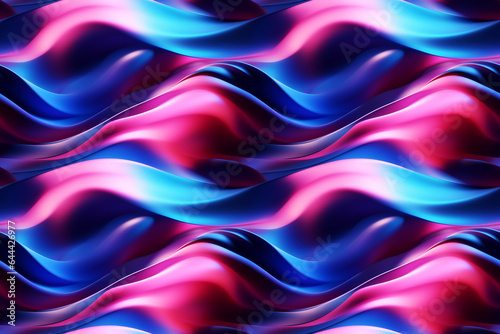 Silk-Like Neon Blue and Magenta Abstract Wave. Seamless Repeatable Background.