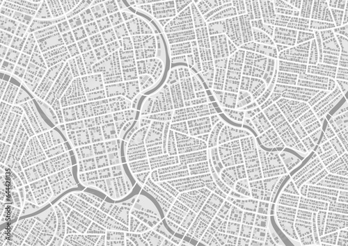 City top view. View from above the map buildings. View from above the map buildings. Detailed view of city. Decorative graphic tourist map. Abstract transportation background. Vector, illustration.