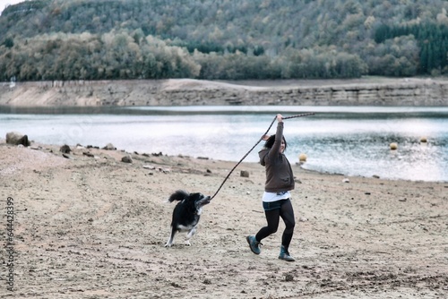 Promener le chien sur la plage