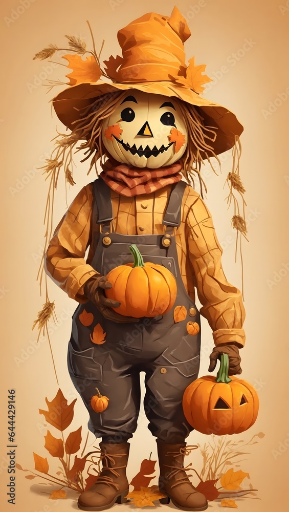 Halloween Background Pumpkin Scarecrow Art Cartoon Scare Decorative Rustic Scarecrow AI Generative Halloween Background Pumpkin Scarecrow Art Cartoon Scare Decorative Rustic Scarecrow AI Generative