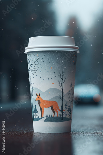 Design minimalistic a paper cup with winter theme