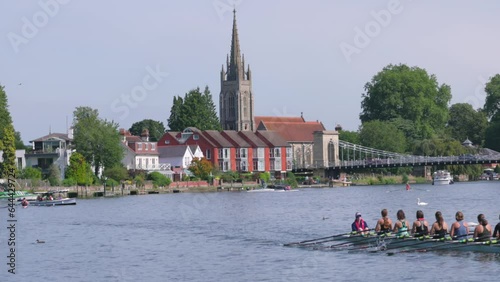 River Thames and All Saints Church in Marlow, famous travel destination photo