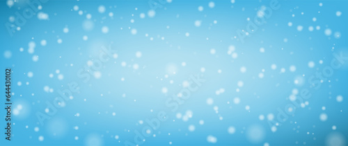 Snow blue background. Christmas snowy winter design. White falling snowflakes. snowfall texture decoration. Vector illustration