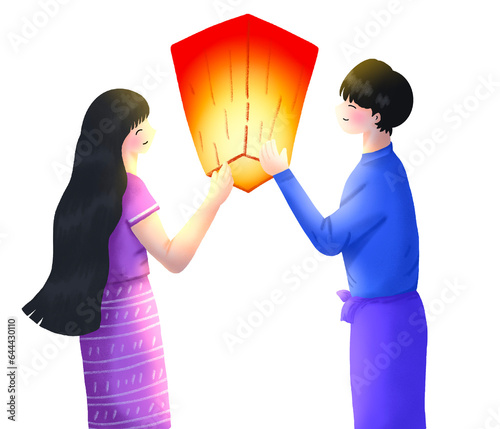 Myanmar Lighting Festival characters, lanterns, paintings