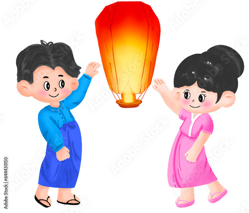 Myanmar Lighting Festival characters, lanterns, paintings