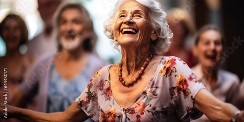 Elderly Dancing with Joy: Embodying Active Retirement and Close Bonds.