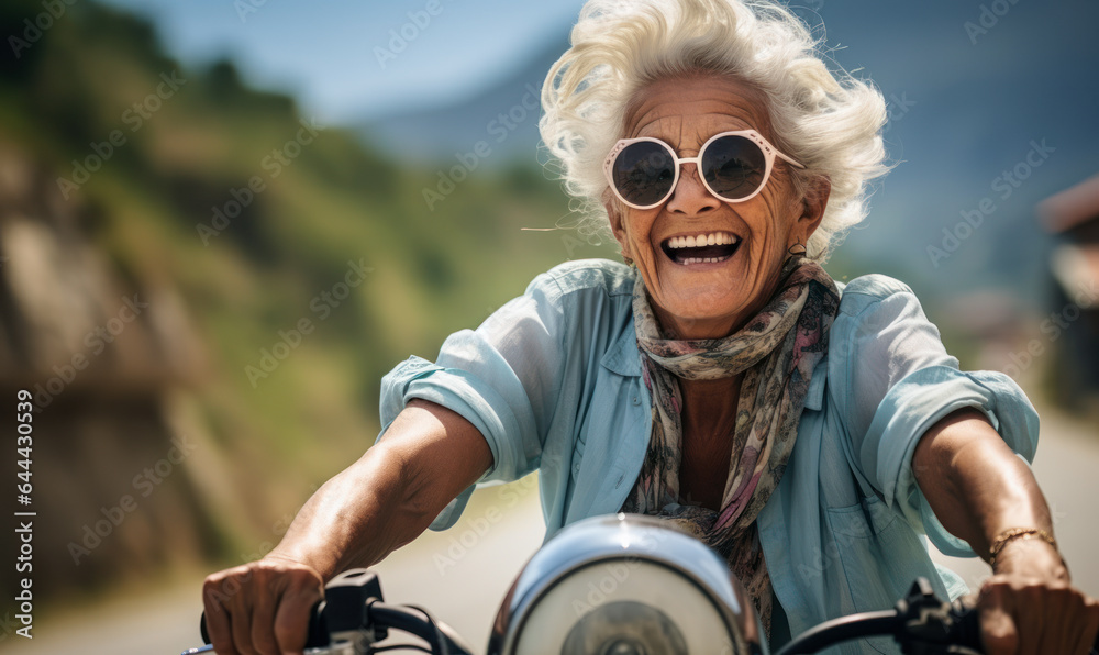 Italy's Vibrant Streets: Senior Woman's Delightful Scooter Ride