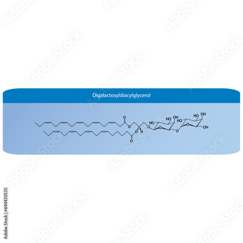 Digalactosyldiacylglycerol (DGDG) molecular strcuture vector illustration. Scientific diagram of chloroplast memebrane component on on pink background. Vector illustration. photo