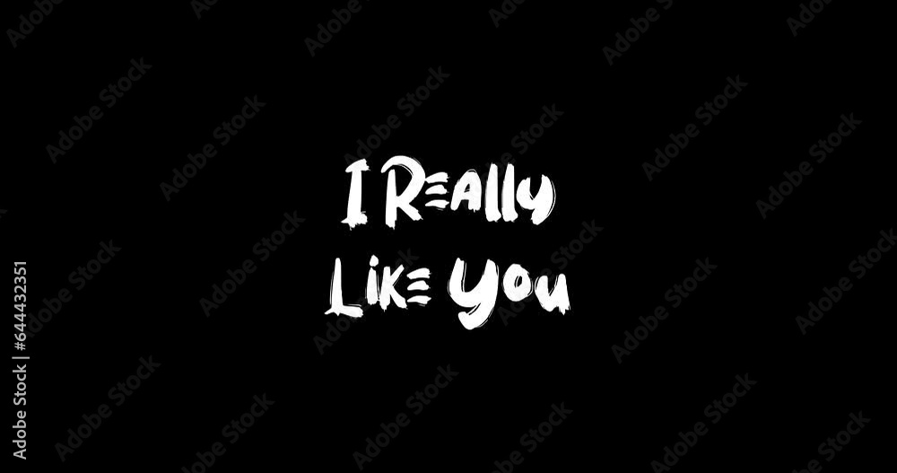 I Really Like You Effect of Grunge Transition Bold Text Typography Animation on Black Background I Really Like You Effect of Grunge Transition Bold Text Typography Animation on Black Background