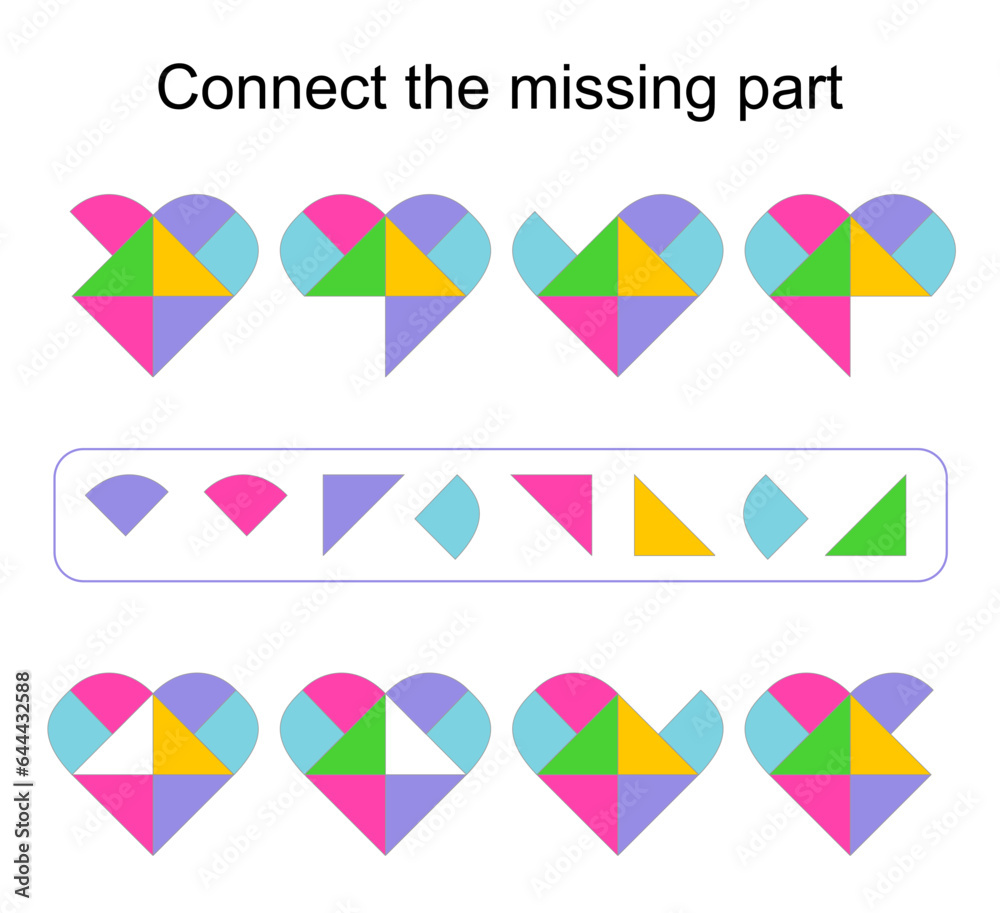 Connect the missing part. Task for the development of attention and logic. Connect the missing part. Task for the development of attention and logic.
