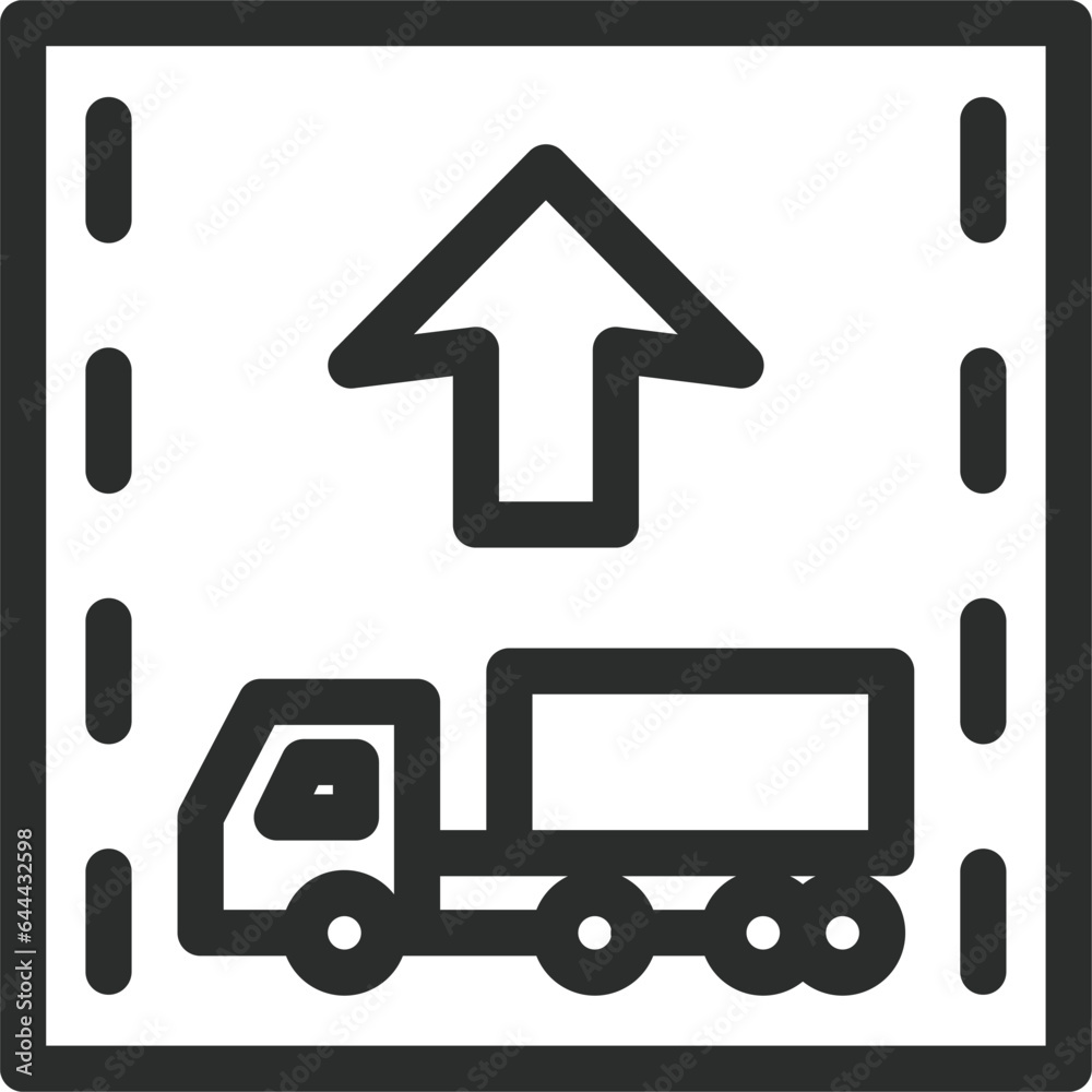 シンプルな標識の線画単品イラスト 牽引自動車の自動車専用道路第一通行帯通行指定区間 シンプルな標識の線画単品イラスト 牽引自動車の自動車専用道路第一通行帯通行指定区間